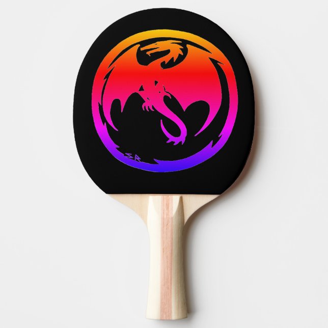Neon Dragon black ping pong paddle (Front)
