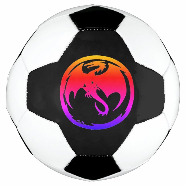 Neon Dragon black soccer ball (Front)