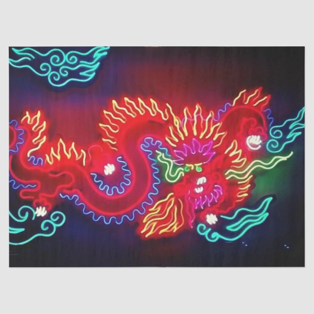 Neon Dragon Gift Tissue Paper (Front)