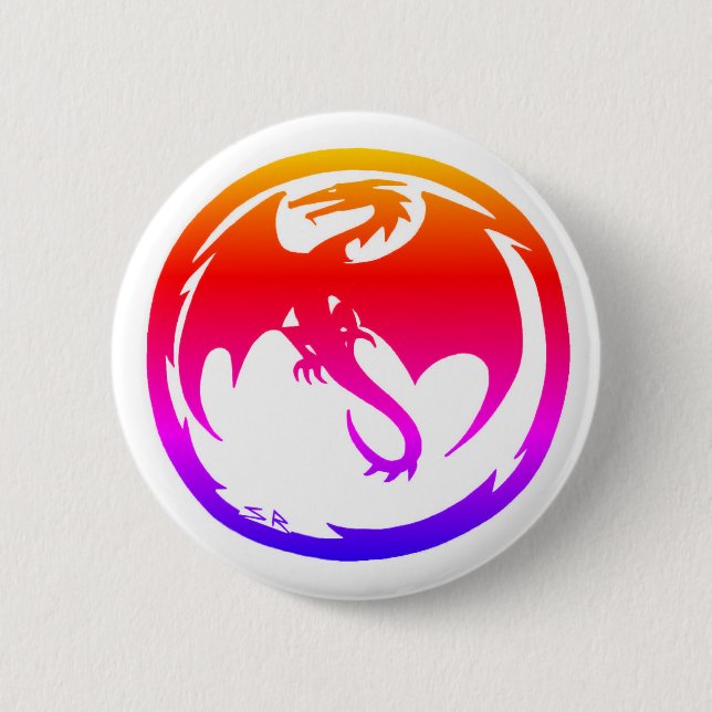 Neon Dragon white button (Front)