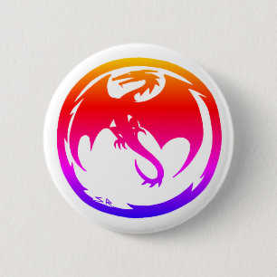 Neon Dragon white button