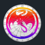 Neon Dragon white dartboard<br><div class="desc">Neon Dragon dartboards are for darts players who are fantasy fans, roleplay gamers, Renaissance Fairs, Sword & Sorcery, pagans, dragon collectors, cosplayers, and people who simply like dragons. Neon Dragon is Steamy Raimon original tribal art.</div>