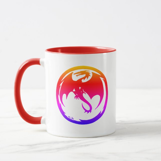 Neon Dragon white red combo mug (Left)