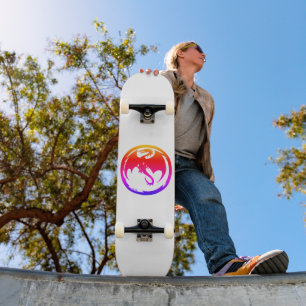 Neon Dragon white skateboard