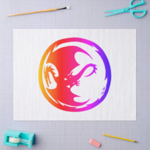 Neon Dragon white tissue paper large