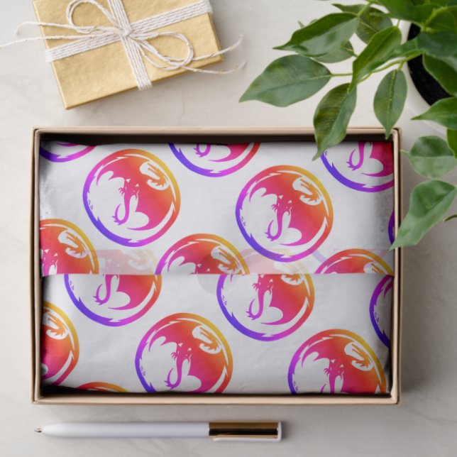 Neon Dragon white tissue paper medium (Gift)