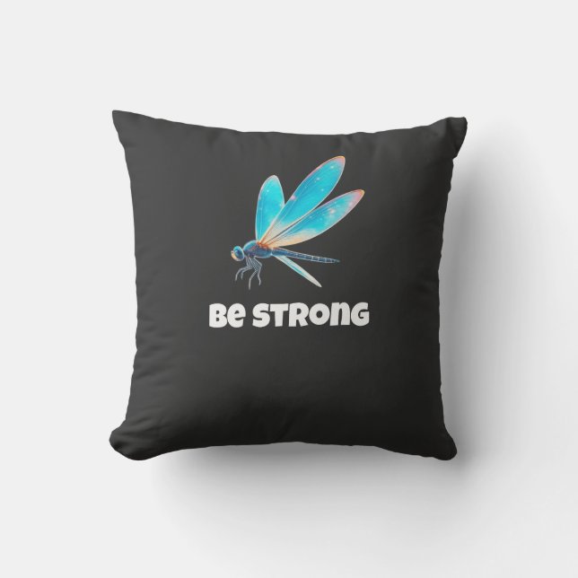 Neon Dragonfly Shirt – Aesthetic Nature Transforma Cushion (Front)