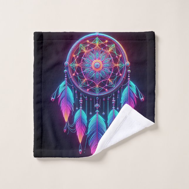 Neon Dreamcatcher Bath Towel Set (Wash Cloth)