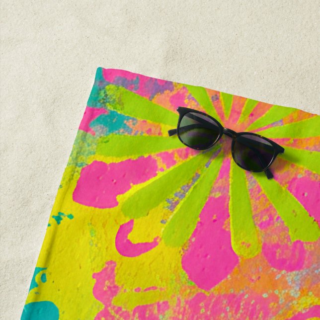 Neon Dreams Abstract Beach Towel (In Situ)