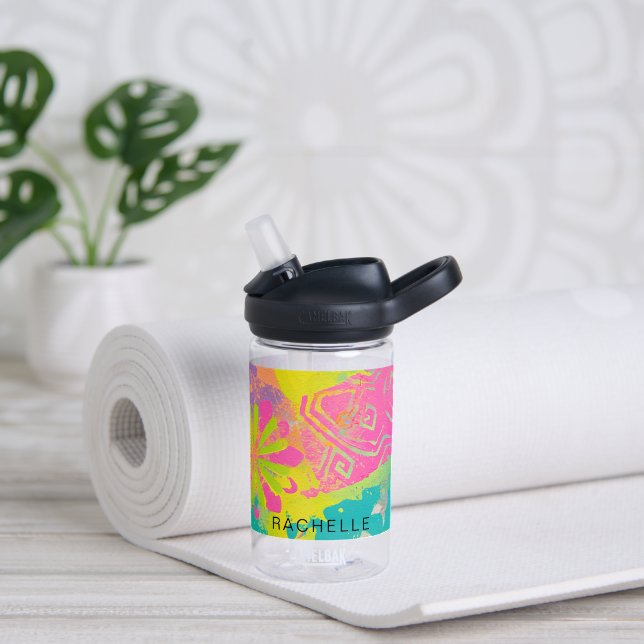 Neon Dreams Abstract Water Bottle (Yoga (Rotated))