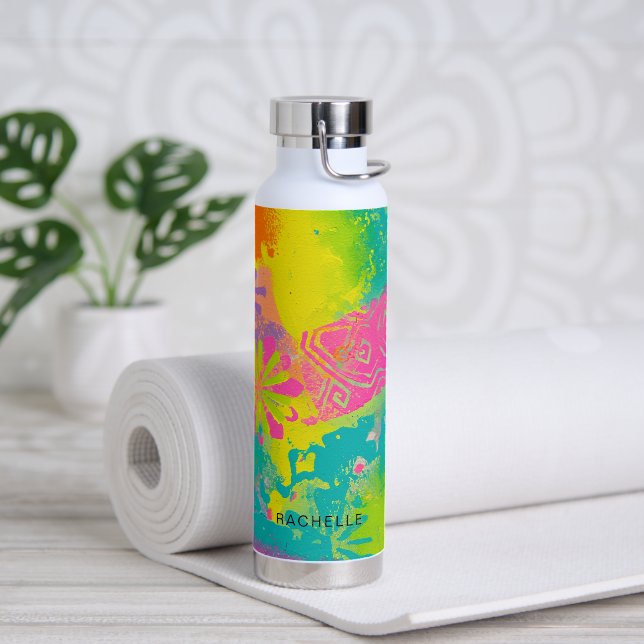 Neon Dreams Abstract Water Bottle (Yoga (Rotated))