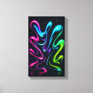 Neon Dreams II Abstract Wall Art Chrome Glow