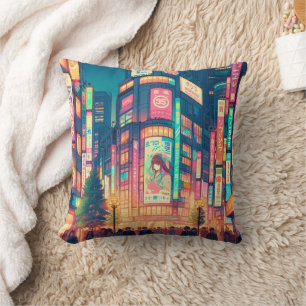 Neon Dreams of Shibuya Cushion