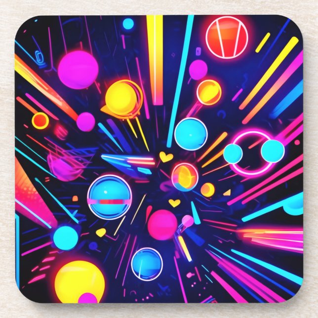 Neon Dreams - Psychedelic Shapes & Colours Coaster (Front)