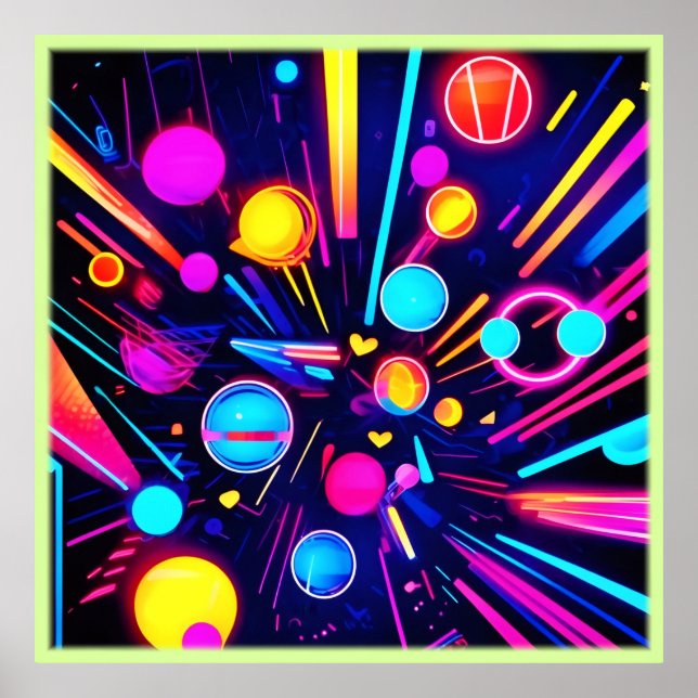 Neon Dreams - Psychedelic Shapes & Colours Poster (Front)