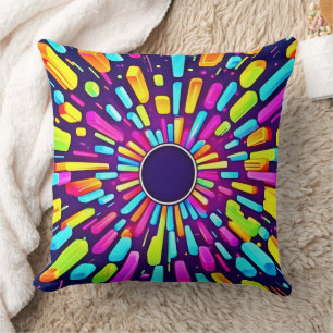 Neon Dreamscape: A Psychedelic Journey Cushion