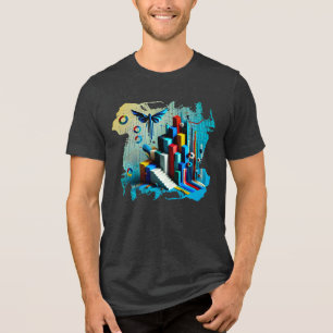 Neon Dreamscape - Digital Art T-Shirt Tri-Blend Shirt