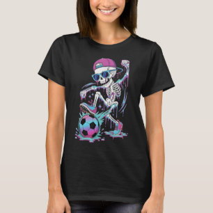 Neon Drip Skeleton Soccer Player Graffiti Street S T-Shirt