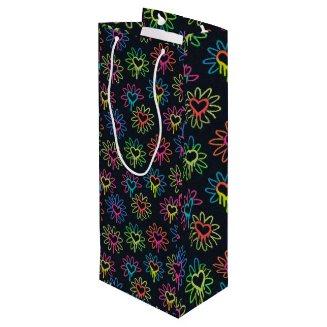 Neon Dripping Heart and Daisy Gift Bag (Back Angled)