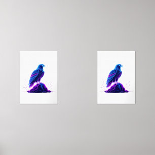 Neon Eagle on Glowing Rock – Cyberpunk Style