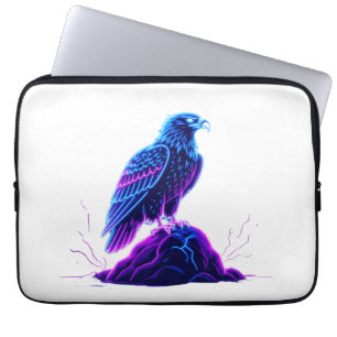 Neon Eagle on Glowing Rock – Cyberpunk Style Laptop Sleeve