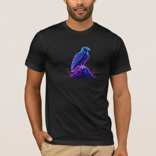 Neon Eagle on Glowing Rock – Cyberpunk Style T-Shirt