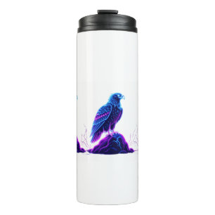 Neon Eagle on Glowing Rock – Cyberpunk Style Thermal Tumbler