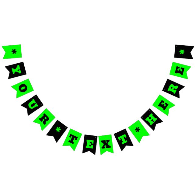 Neon Electric Green and Black Colour | Customise  Bunting (All)