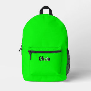 Neon Electric Green Black 3D Personalised Name Printed Backpack