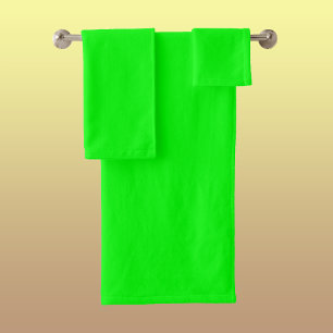 Neon Electric Green Solid Colour Classic Bath Towel Set
