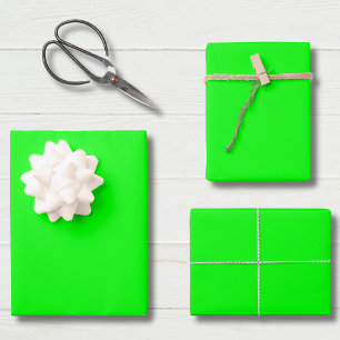 Neon Electric Green Solid Colour Classic   Elegant Wrapping Paper Sheet
