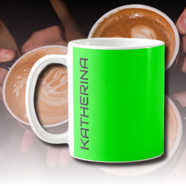 Neon Electric Green Solid Colour |  Personalised  Coffee Mug (Creator Uploaded)