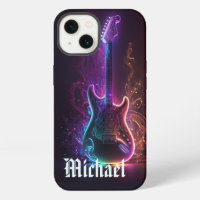Neon Electric Guitar Music Personalised Name