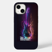 Neon Electric Guitar Music Personalised Name