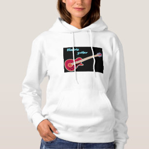 Neon Electric Guitar Retro 80s Rock Music Hoodie