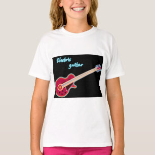 Neon Electric Guitar Retro 80s Rock Music T-Shirt
