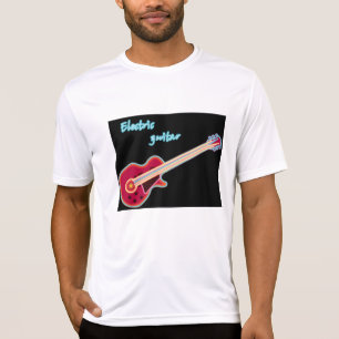 Neon Electric Guitar Retro 80s Rock Music T-Shirt