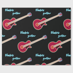 Neon Electric Guitar Retro 80s Rock Music Wrapping Paper