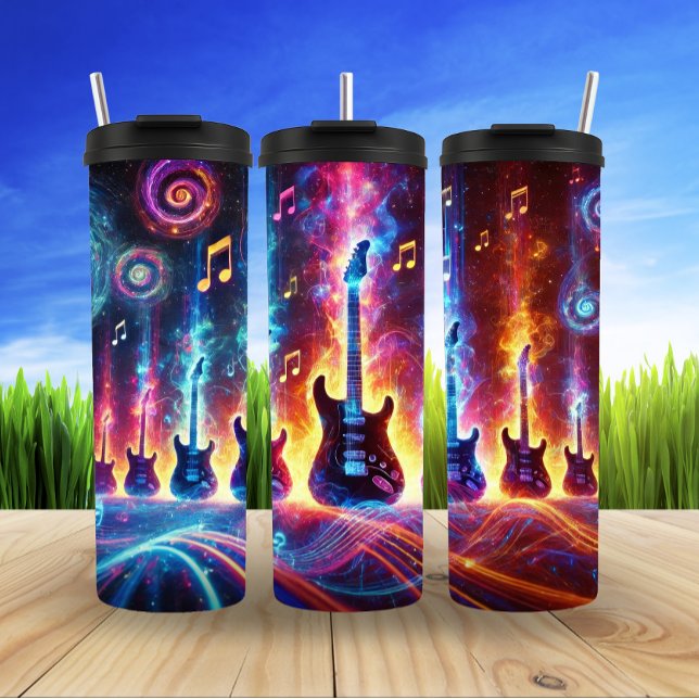 Neon Electric Guitar Sound Fusion Thermal Tumbler (Creator Uploaded)