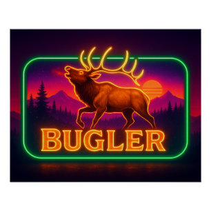 Neon Elk Poster