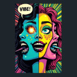 Neon Emotions: Glitch in the Grid Poster<br><div class="desc">Bring your walls to life with this dynamic Pop Art Comic Style Poster featuring four surreal faces, each trapped in their own digital emotion. This vibrant vertical grid blends the bold colours and textures of pop art with the distorted aesthetics of glitch art and modern comic strip storytelling. Each panel...</div>