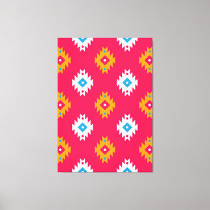 Neon Ethnic Coral Geometric Tribal Lines Canvas Print