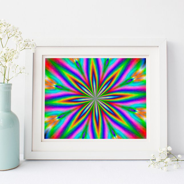 Neon Explosion Abstract Digital Art Poster (Neon Explosion Abstract Digital Art Poster)