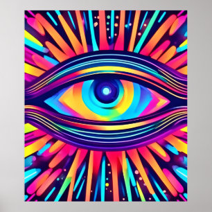Neon Eye of the Cosmos Poster