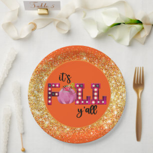 Neon Fall Autumn Customise Colour Paper Plate