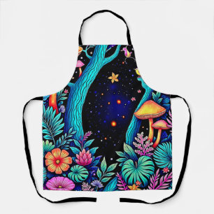 Neon Fantasy Forest Night Glow Design Apron