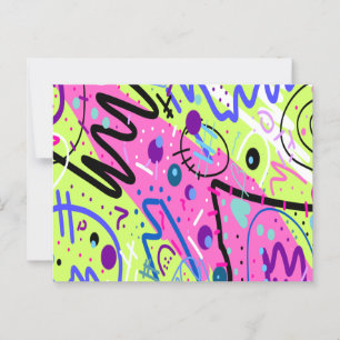 Neon Feelings Abstract Art Postcard