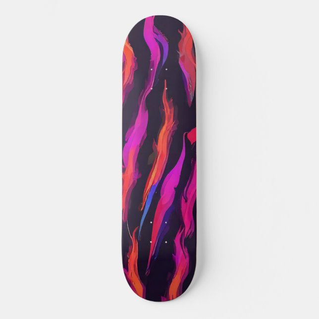 Neon Fire Flame Skateboard (Front)