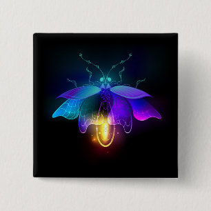 Neon Firefly on black 15 Cm Square Badge