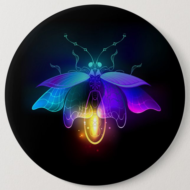 Neon Firefly on black 6 Cm Round Badge (Front)